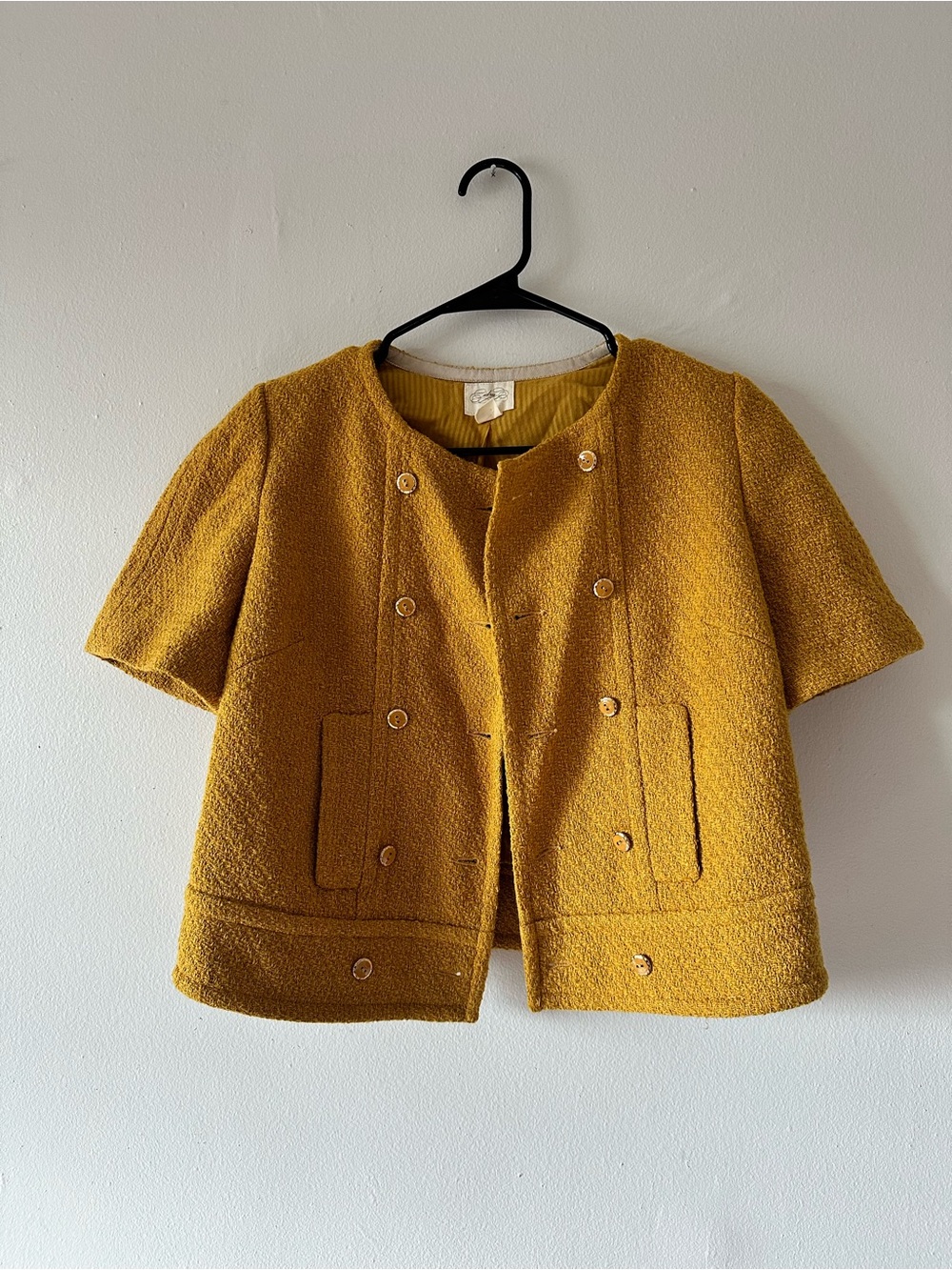 Cidra Wool-Blend Mustard Short Sleeve Jacket